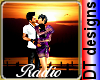 Radio with a pic of a romantic couple in the sunset