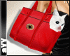 aYY-white animated cat &red bag