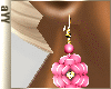 aYY-pink camellia gold chain drop earrings