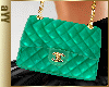 aYY-gold chain green leather purse