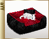 aYY- Cute animated White Kitten & black red Bed