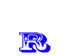 Animated blue r letter