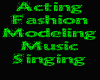 acting fash. model music