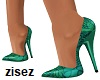 !Silk Green Pump Heels