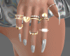 gold rings + white nails