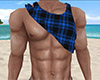 Blue Rolled Tank Plaid M