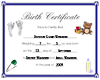 Dayshon Birth Certificat
