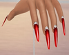 Nails red with diamonds