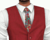 Red Flower Vest w/Tie