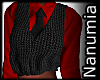 red shirt+tie+vest
