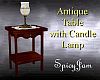 Antq Table w/Candle Lamp
