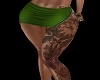 Green Zip Skirt w Tatts