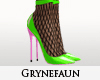 Green pink heels fishnet