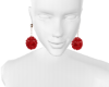 Red  Pom pom Earrings