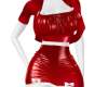 Red Glossy Skirt Set