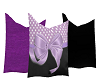 purple and black pillows