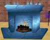 blue fireplace