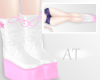 AT White&Neon Pink Boots