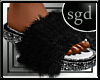 !SGD Fur Black Slides
