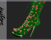 ♋.Green Lace Heels
