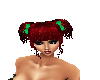 Red Pigtails with Green 
