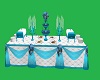 blue/white food table