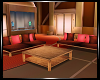 red sofa set