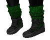GREEN KNIT&LEATHER BOOTS