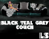 Black Teal Grey Couch