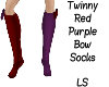 Red Purple Bow Knee Sock