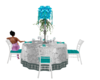 teal&silver  wed table