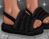 f. black fur slippers