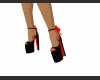 Black red bow heels