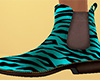 Teal Tiger Stripe Chelsea Boots (F)