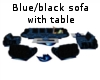 Blue black sofa w  table
