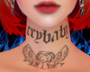 bb cupid, neck tattoo.