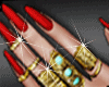 Red Nails+Tattoo+ Rings