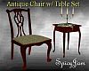 Antq Chair w/Table Grey