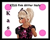 KIDS Pink Glitter Nails