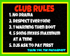 Club Rules Wall Picture