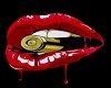 Red lips biting on bulle
