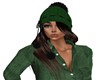 GREEN KNIT HAT/ BROWN
