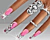 Pink Nails +Silver Rings