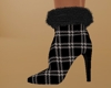 Black Plaid Fur Boots F