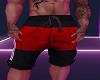 red and black shorts