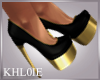 K black n gold heels