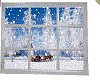 Animated snowy window