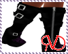 Purple print black boots