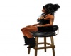 Blk Leather Barstool