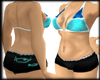 Aqua & Black Bikini -L-